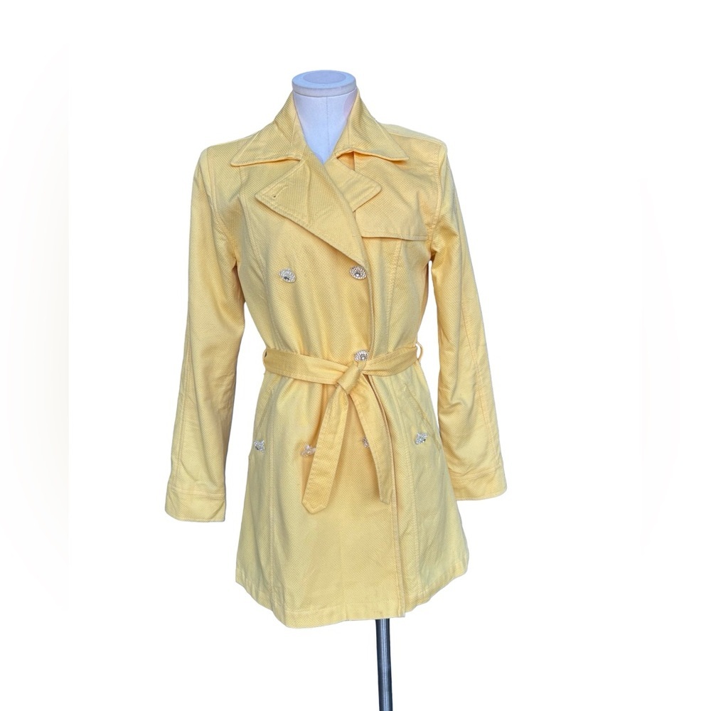 OSCAR an Oscar de la Renta  Jacket Yellow Lined Trench Coat Sz 6